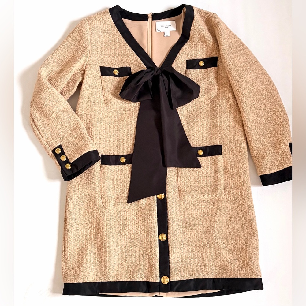 Tuckernuck Pomander Place Coco Tweed Mini Dress Beige size Large - Picture 10 of 16